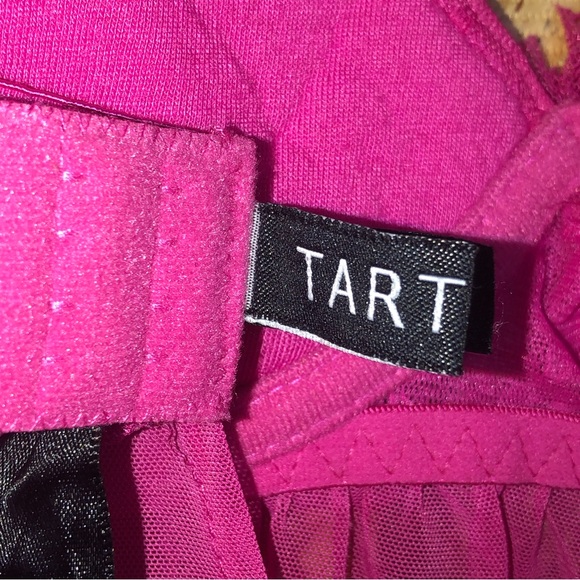 Tart noir intimate lingerie Babydoll Pink with black bow Med - Picture 5 of 7